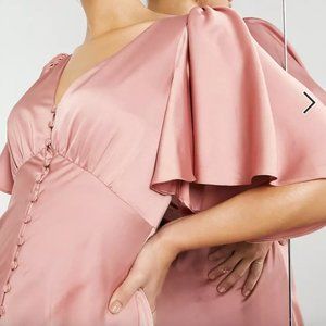 ASOS EDITION satin flutter sleeve maxi dress